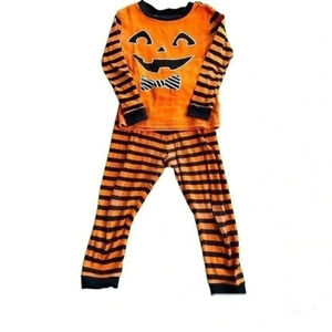 Komar Kids Halloween themed pajama orange black pumpkin face size 3T